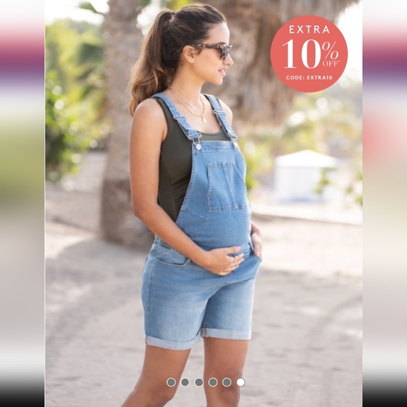 ✨ Host Pick - Cotton Maternity Short Overalls - Picture 1 of 9